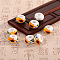 Handmade European Porcelain Beads, DIY Accessories for Jewelry Making, Rondelle with Flower, Orange, 14x9mm, Hole: 5mm