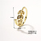 Exquisite Fashion Brass Full Rhinestones Open Cuff Ring, European and American Delicate Maple Leaf Ring, Golden