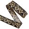 4.5M Iron on/Sew on Polyester Auspicious Cloud Embroidery Ribbon, Clothes Accessories, Black, Gold, 2 inch(52mm), about 4.92 Yards(4.5m)/Roll