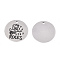 Non-Tarnish 201 Stainless Steel Pendants, Flat Round with Word My Dad Rocks, Stainless Steel Color, 30x1.5mm, Hole: 2mm