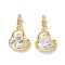 Valentine's Day Brass Micro Pave Clear Cubic Zirconia Pendants, Heart Charms, Real 18K Gold Plated, 25mm, Hole: 4.5mm