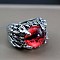 Dragon Eye Men's Fashion Ring Zinc Alloy Hip-hop Ring, Red, Antique Silver, show in picture