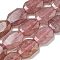 Natural Strawberry Quartz Beads Strands, Hexagon, Faceted, 12x17x5mm, Hole: 1mm, about 24pcs/strand, 15.55''(39.5cm)