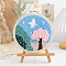 DIY Tree Pattern Punch Embroidery Beginner Kits for Beginners, including Embroidery Fabric & Hoop & Yarn, Punch Needle Pen, Instruction, Light Sky Blue, 20cm