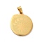 304 Stainless Steel Pendants, Flat Round with Snake & Moon Phase Charm, Golden, 28x24.5x1.5mm, Hole: 5x7.5mm