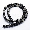Natural Black Silk Stone/Netstone Beads Strands G-I199-11-14mm-2