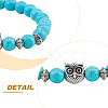 FIBLOOM 4Pcs 4 Styles Natural & Synthetic Mixed Gemstone & Glass & Alloy Owl Beaded Stretch Bracelets Set for Women BJEW-FI0001-04-3
