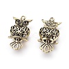 Alloy Rhinestone Hollow Owl Pendants for Halloween Jewelry PALLOY-J203-06AG-1