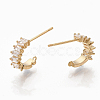 Brass Clear Cubic Zirconia Stud Earring Findings X-ZIRC-Q021-074G-NF-2