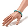 Round Synthetic Turquoise & Natural Lava Rock Stretch Bracelet BJEW-JB07470-01-3
