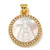 Rack Plating Brass Micro Pave Clear Cubic Zirconia Flat Round Pendants KK-U025-10G-08-1