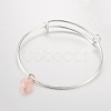 Adjustable Silver Color Plated Brass Charm Bangles BJEW-JB02101-2