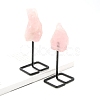 Rough Natural Rose Quartz Raw Rock Ornament with Metal Stand PW-WG11724-04-1