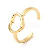 Ion Plating(IP) 304 Stainless Steel Heart Open Cuff Ring for Women RJEW-I085-09G-1