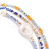 3Pcs 3 Style Natural Pearl & Glass Seed Beaded Stretch Bracelets Set for Women BJEW-JB08891-5