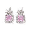 Brass Micro Pave Clear Cubic Zirconia Charms KK-E068-VF219-2