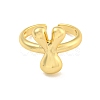 Brass Letter Open Cuff Rings for Women RJEW-G313-01Y-G-2