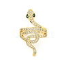 Rack Plating Snake Brass Micro Pave Cubic Zirconia Wrap Cuff Finger Rings for Women RJEW-C103-02G-2