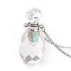 Electroplated Natural Quartz Crystal Openable Perfume Bottle Pendant Necklaces NJEW-H216-02B-P-3
