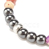 Natural Gemstone & Synthetic Hematite Round Beaded Stretch Bracelet for Women BJEW-JB08305-5