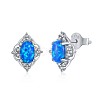 Rhodium Plated 925 Sterling Silver Opal Stud Earrings for Women EJEW-P231-74A-1