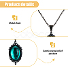 FIBLOOM 6Pcs 6 Colors Glass Oval Pendant Necklaces Set with Black Alloy Chains NJEW-FI0001-46-10