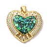 Rack Plating Brass Micro Pave Cubic Zirconia with Synthetic Opal Pendants KK-D088-08G-2