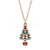 3Pcs 3 Styles Christmas Tree Bell Flower Alloy Enamel Pendant Necklaces for Women NJEW-JN05130-02-4