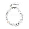 Synthetic Moonstone & Brass Moon Beaded Bracelet for Women BJEW-JB08851-1