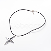 Cross Leather Pendant Necklaces for Women X-NJEW-P127-042AS-3