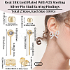 Beebeecraft 20Pcs 2 Style Brass Stud Earring Findings EJEW-BBC0001-24G-2