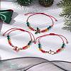 3Pcs 3 Styles Christmas Glass Braided Bead Bracelet Sets BJEW-JB10892-2