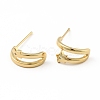 Brass Moon with Star Stud Earrings for Women EJEW-B013-08-1