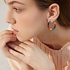 Boho Glass Seed Beaded Big Huggie Hoop Earrings for Women EJEW-SW00003-4