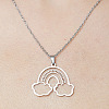 201 Stainless Steel Hollow Rainbow & Cloud Pendant Necklace NJEW-OY001-87-1