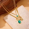 Retro Stainless Steel Double Layer Necklaces PW-WG35A2F-02-2