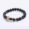 Natural Lava Rock Beaded Stretch Bracelets BJEW-P072-E02-1