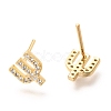Brass Micro Pave Clear Cubic Zirconia Stud Earrings EJEW-O103-17G-2