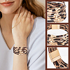 ANATTASOUL Leopard Print Teardrop Dangle Earrings & Multi-strand Bracelet & Tassel Pendant Necklace AJEW-AN0007-08-4