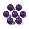 Painted Natural Wood Beads X-WOOD-S057-074-1