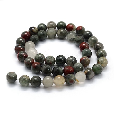 Natural African Bloodstone Beads Strands G-G763-08-8mm-1