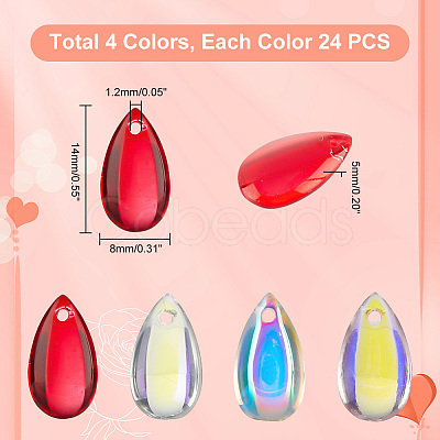 AHADERMAKER 96Pcs 4 Colors Transparent Glass Charms GLAA-GA0001-38-1