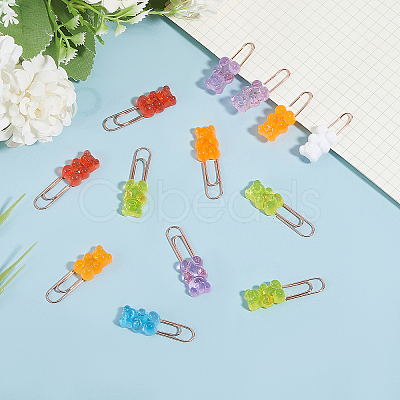 Globleland 28Pcs 7 Colors Plastic Bear Paper Clips AJEW-GL0001-89-1