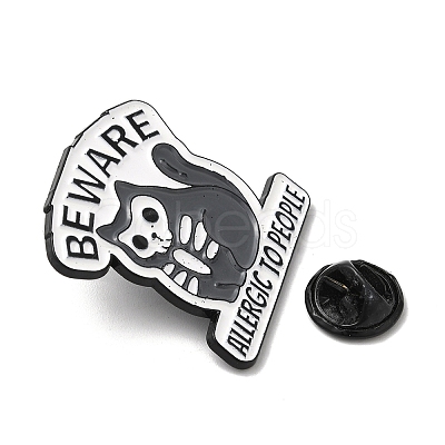 Halloween Cat Skeleton Alloy Brooches JEWB-I032-01EB-03-1