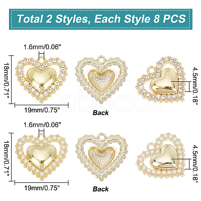 PandaHall Elite 16Pcs 2 Style Alloy Pendants FIND-PH0007-23-1