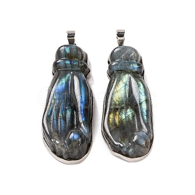 Natural Labradorite Carved Big Pendants G-B085-14P-1