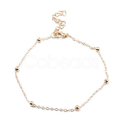 4Pcs 4 Style Alloy Chain Anklets Set with Heart Beaded and Butterfly Charm SJEW-D009-02KCG-1