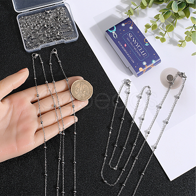 SUNNYCLUE 12Pcs 304 Stainless Steel Satellite Chain Necklaces Set NJEW-SC0001-14A-1