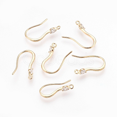 Brass Cubic Zirconia Earring Hooks X-KK-S336-43G-1