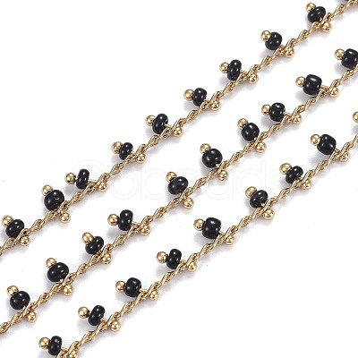 Brass Handmade Glass Beaded Chains CHC-F012-01A-1